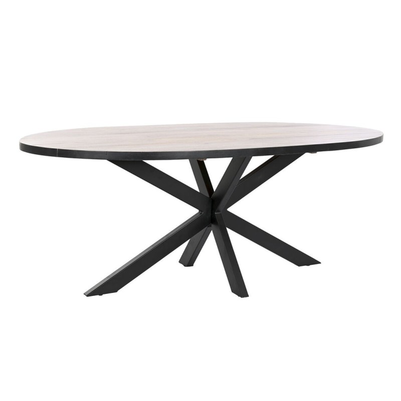 Mesa de Jantar DKD Home Decor Preto Natural Metal Madeira de mangueira 200 x 100 x 76 cm Mesa de Jantar DKD Home Decor Preto Natural Metal Madeira de mangueira 200 x 100 x 76 cm