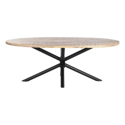Mesa de Jantar DKD Home Decor Natural Preto Metal Madeira de mangueira 200 x 100 x 76 cm