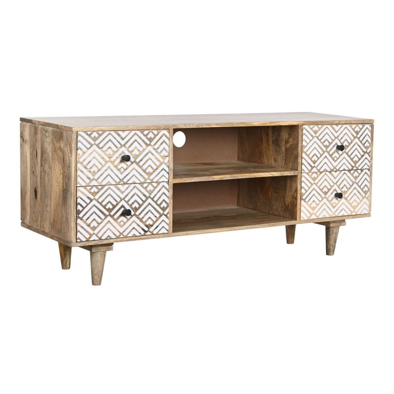 Móvel de TV DKD Home Decor 135 x 40 x 55 cm Natural Branco Madeira de mangueira Móvel de TV DKD Home Decor 135 x 40 x 55 cm Natural Branco Madeira de mangueira
