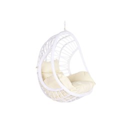 Poltrona de jardim suspensa DKD Home Decor 90 x 70 x 110 cm Metal Rotim sintético Branco