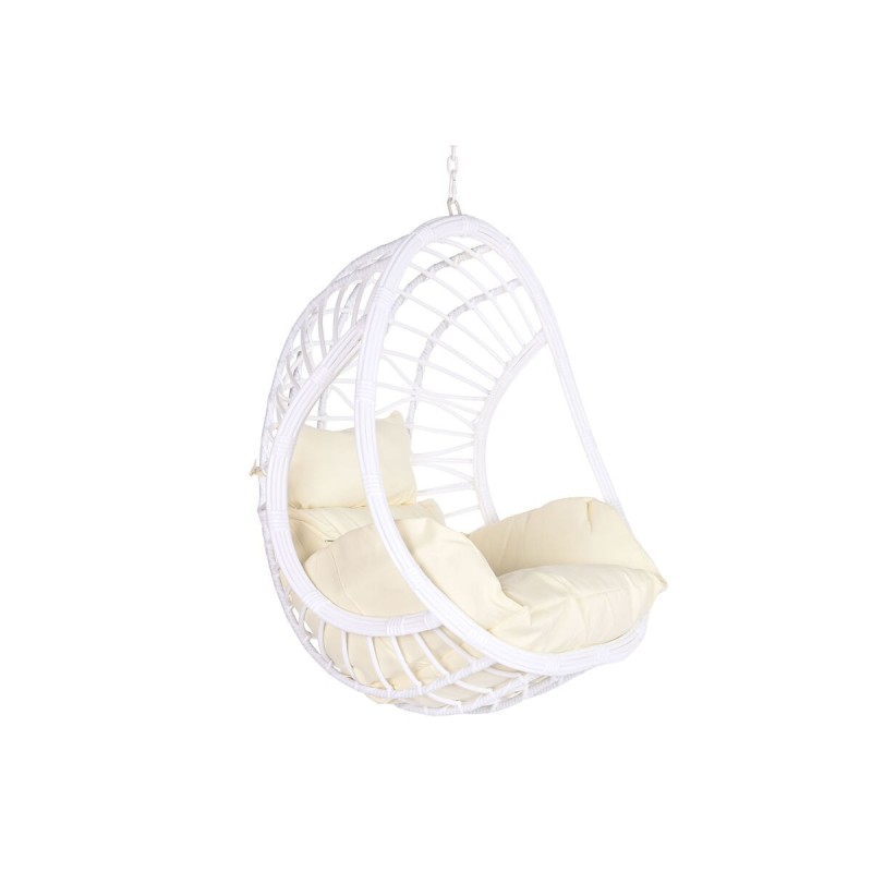 Poltrona de jardim suspensa DKD Home Decor 90 x 70 x 110 cm Metal Rotim sintético Branco Poltrona de jardim suspensa DKD Home Decor 90 x 70 x 110 cm Metal Rotim sintético Branco