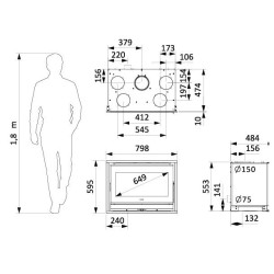 Inserto de madeira Neo 76 16/9 Supra 10 kW