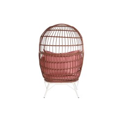 Poltrona de jardim DKD Home Decor 99 x 71 x 147 cm Metal Terracota Rotim sintético Branco