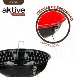Churrasco Portátil Aktive Metal Esmaltado Ø 36 cm 36 x 44 x 36 cm (4 Unidades) Vermelho