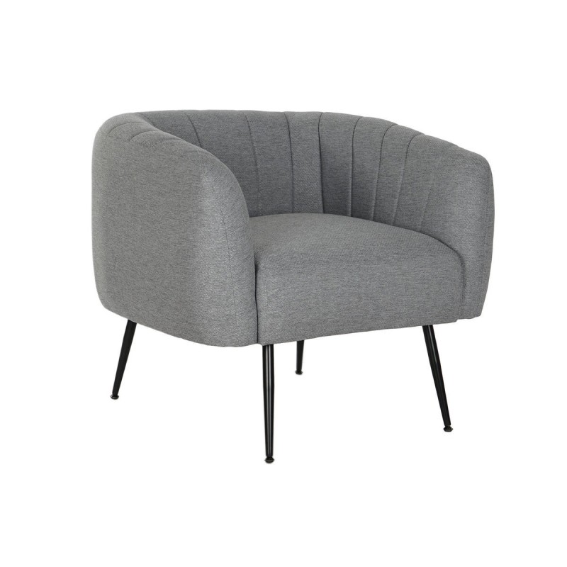 Poltrona DKD Home Decor Preto Cinzento Espuma Madeira Metal 81 x 75 x 73 cm Poltrona DKD Home Decor Preto Cinzento Espuma Madeira Metal 81 x 75 x 73 cm
