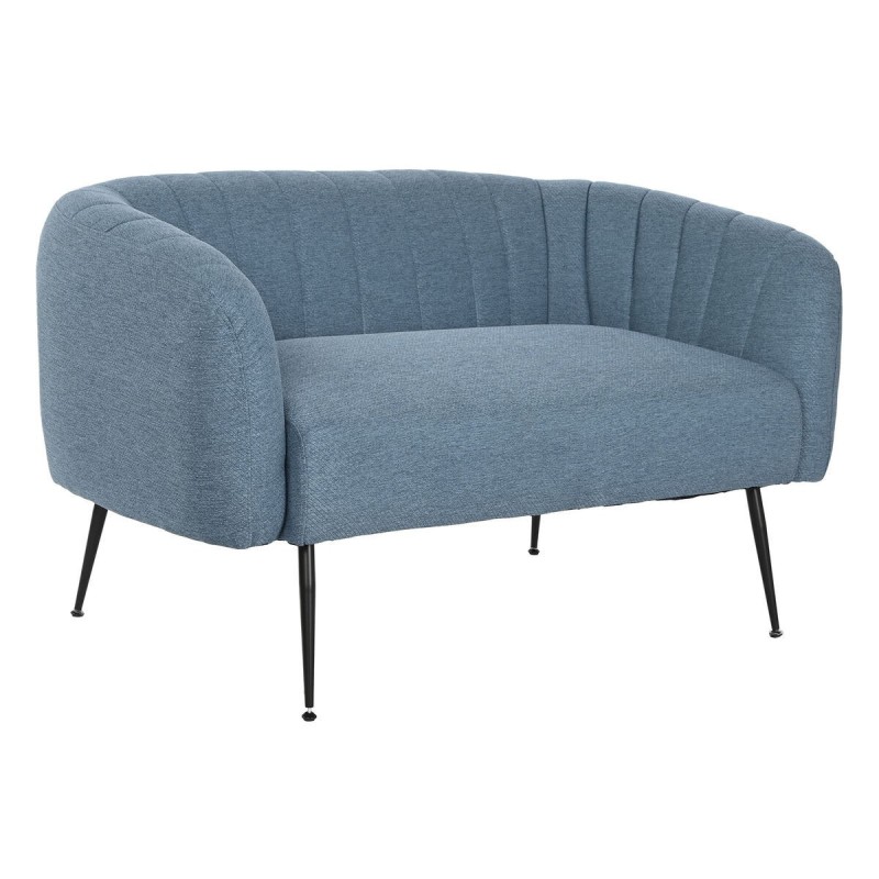 Divano DKD Home Decor Azzurro Nero Schiuma Legno Metallo Velluto Scandi 129 x 75 x 73 cm Divano DKD Home Decor Azzurro Nero Schiuma Legno Metallo Velluto Scandi 129 x 75 x 73 cm