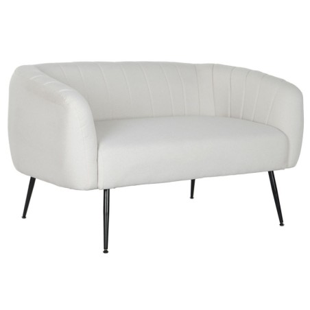 Sofá DKD Home Decor Preto Greige Espuma Madeira Metal Veludo Scandi 129 x 75 x 73 cm