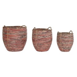 Conjunto de Cestas DKD Home Decor Pêssego Natural (3 Peças)