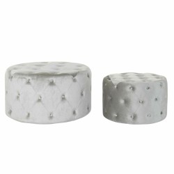 Repousa pés DKD Home Decor Cinzento Veludo Madeira MDF (80 x 80 x 43 cm) (58 x 58 x 37 cm) (2 pcs)