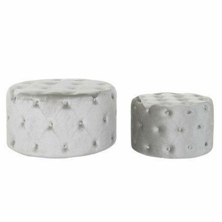 Repousa pés DKD Home Decor Cinzento Veludo Madeira MDF (80 x 80 x 43 cm) (58 x 58 x 37 cm) (2 pcs)