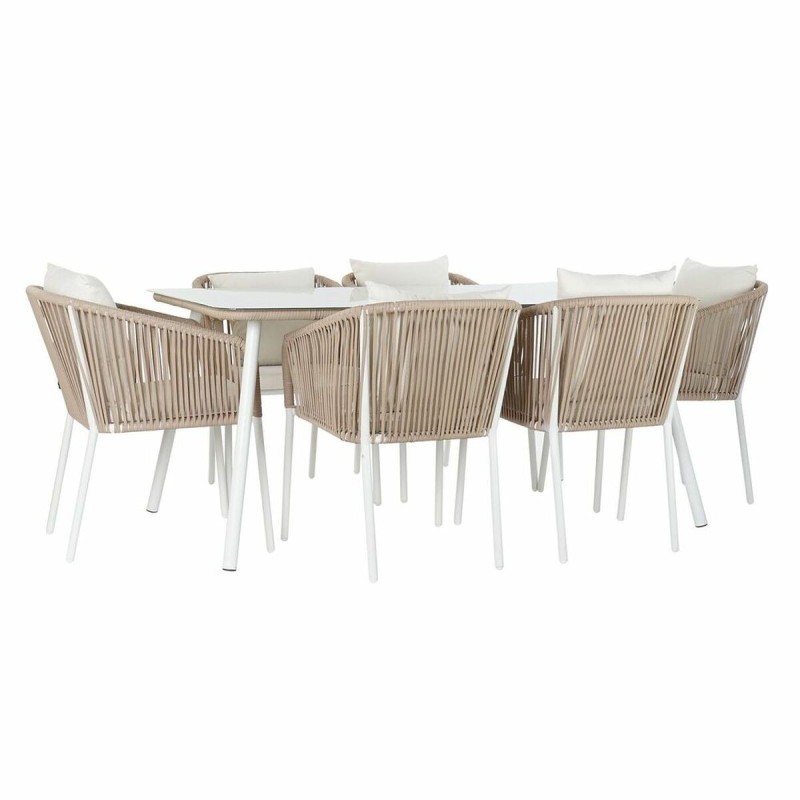 Conjunto de mesa com cadeiras DKD Home Decor Bege 78 cm 163 x 95 x 6 cm Conjunto de mesa com cadeiras DKD Home Decor Bege 78 cm 163 x 95 x 6 cm