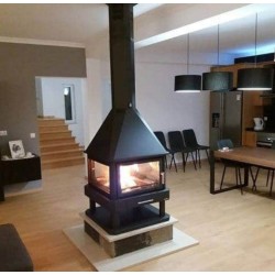 Huelva 4-Glass Wood-Burning Central Fireplace Bronpi 16 kW