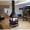 Huelva 4-Glass Wood-Burning Central Fireplace Bronpi 16 kW