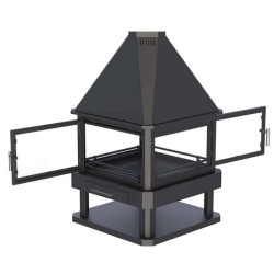 Camino centrale a legna Huelva 4 vetri Bronpi 16 kW