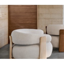 Grana Sessel aus beigem Chenille-Stoff und VeryForma Holz