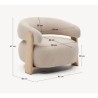 Fauteuil Grana en tissu chenille beige et bois VeryForma