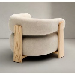 Grana armchair in beige chenille fabric and VeryForma wood