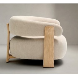 Grana Sessel aus beigem Chenille-Stoff und VeryForma Holz