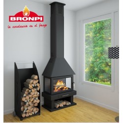Huesca 3-Glass Wood Burning Fireplace Bronpi 10 kW