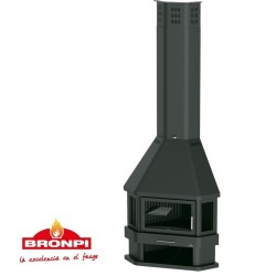 Lorca R Chimenea de Esquina de Leña de 3 Vidrios Bronpi 14 kW