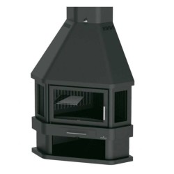 Lorca R Chimenea de Esquina de Leña de 3 Vidrios Bronpi 14 kW