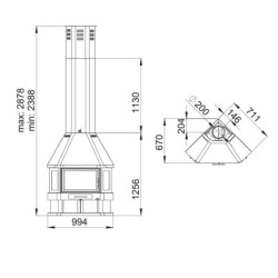 Lorca R Chimenea de Esquina de Leña de 3 Vidrios Bronpi 14 kW