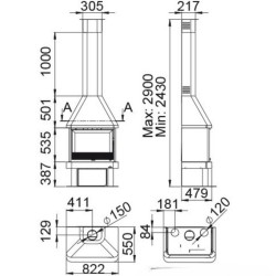 Lareira a lenha Lisboa Bronpi frontal 11 kW