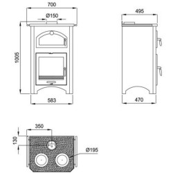 Bronpi Monza 14kW Fogão a lenha com forno e fogão