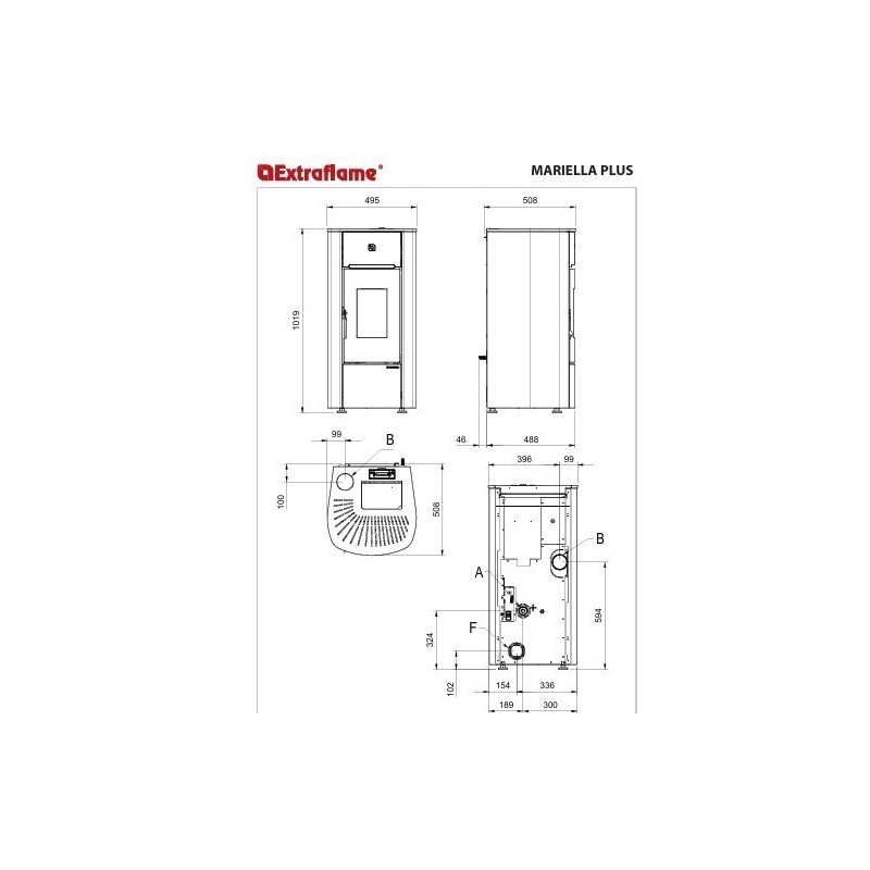 Pelletofen Mariella Plus 7,5 kW Extraflame Bordeaux