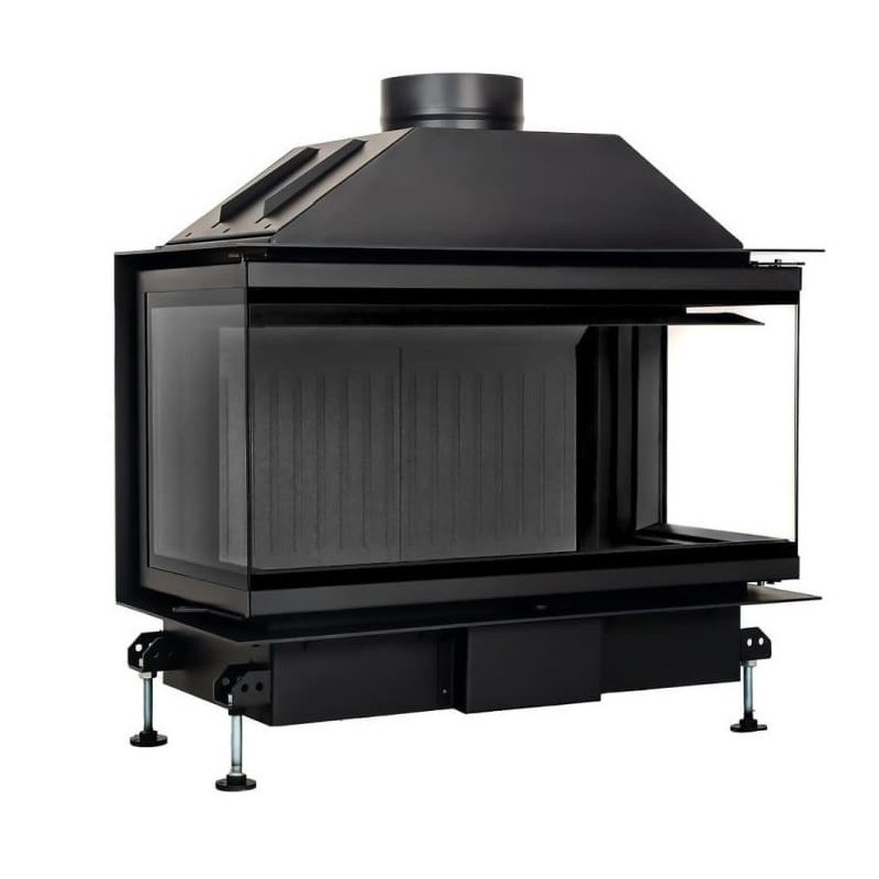 A.Caminetti Crystal 80 Chimenea de leña 3D con 3 lados de vidrio