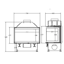 Camino a legna Crystal 70 3D A.Caminetti 3 lati in vetro