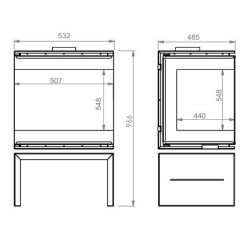 Scandinavian 50 A.Caminetti stufa a legna in vetro a 3 lati