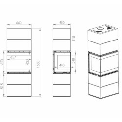 Skandinavischer 65WH Holzofen A.Caminetti 3 Glasseiten