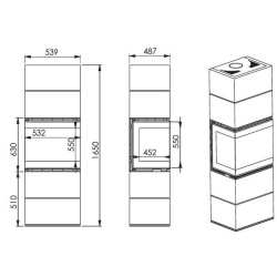 Skandinavischer 50BH Holzofen A.Caminetti 3 Glasseiten