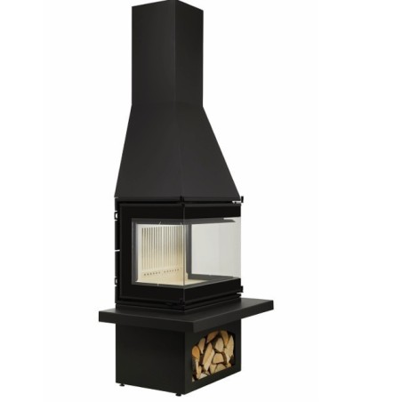 Chimenea de leña mediterránea C65 A.Caminetti 3 lados acristalados