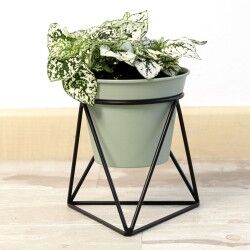 Macetero con soporte Vinthera Moa Verde Metal 14,5 x 12,5 x 15 cm (12 Unidades)
