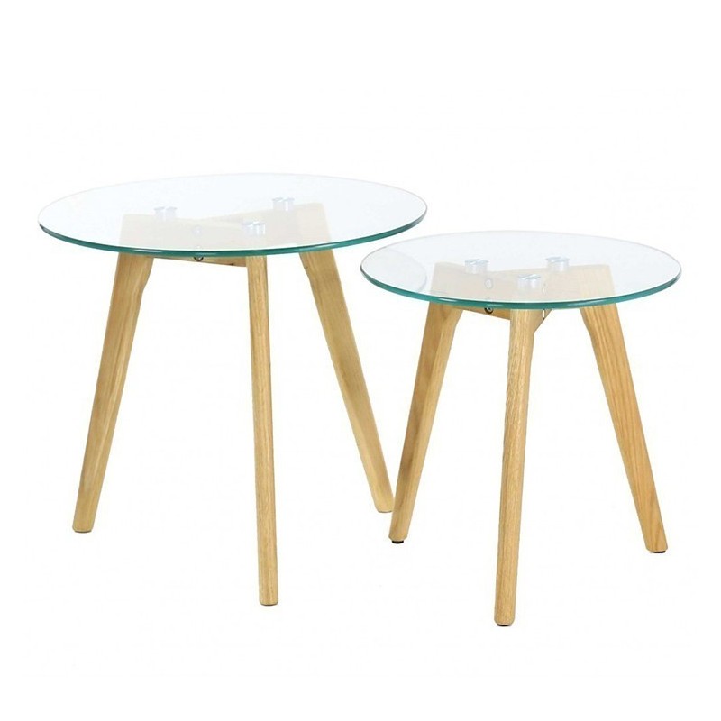 Tables basses gigognes chêne et verre KosyForm