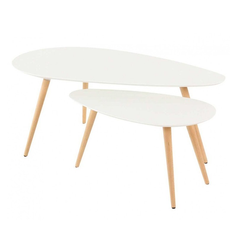 Tables Basses Gigognes Chêne et Laqué Blanc 116 KosyForm