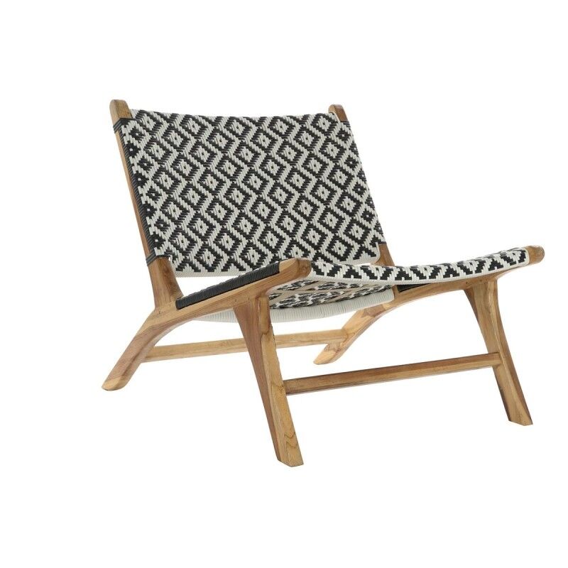Sedia da giardino DKD Home Decor Bianco Nero Naturale PVC Teca 65 x 80 x 68 cm Sedia da giardino DKD Home Decor Bianco Nero Naturale PVC Teca 65 x 80 x 68 cm