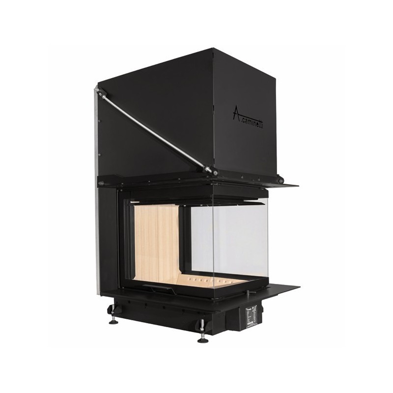 Insert Foyer à bois Crystal  vitre relevable 3D 50x60 A.Caminetti