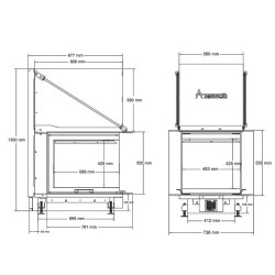 Inserto Camino a Legna Cristallo 3D Vetro Sollevabile 50x60 A.Caminetti