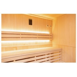 Zen Sauna a Vapor 3 Lugares Pacote Completo 4.5kW Parede Preta LED France Sauna