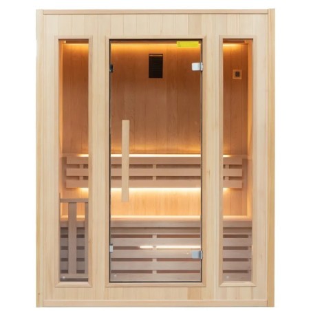 Sauna a Vapore Zen 3 Posti Pacchetto Completo 4.5kW Parete Nera LED France Sauna
