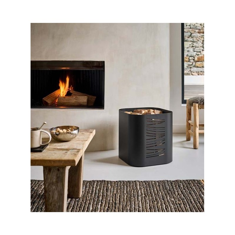 Estantería para troncos Taikal de acero esmerilado negro Dixneuf Design