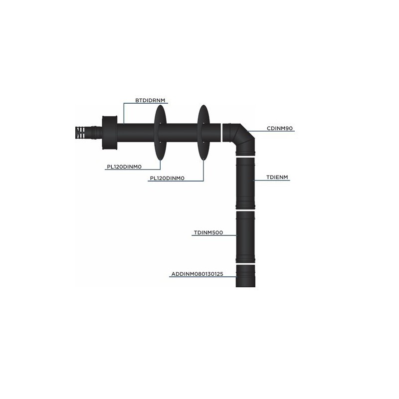 Kit de conexão concêntrica horizontal com saída da ventosa no topo do Bofill
