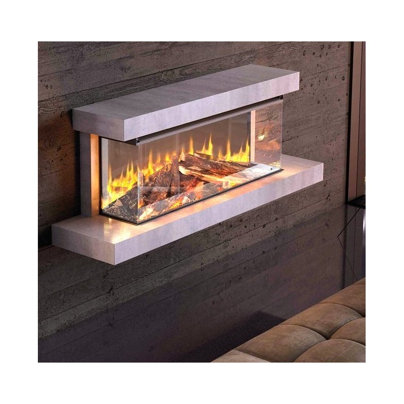 Lumen 1200 electric fireplace with grey stone frame in La Nordica