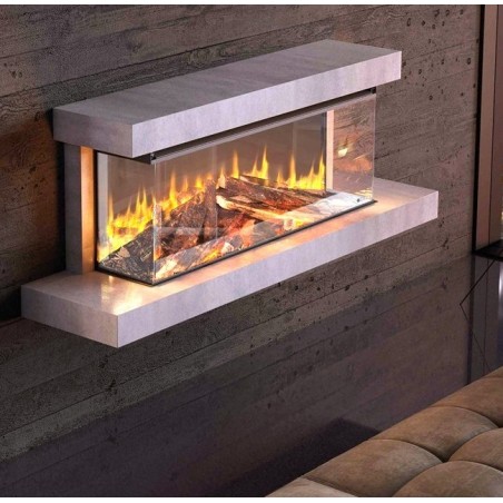 Lumen 1200 electric fireplace with grey stone frame in La Nordica