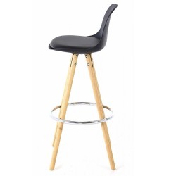 Lot de 4 Chaises Plan de Travail Noire Piétement Chêne KosyForm