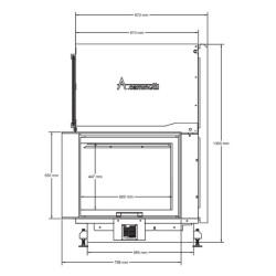 Insert Foyer à bois Quattro 80L vitre relevable en angle A.Caminetti.