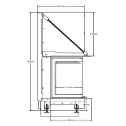 Insert Foyer à bois Quattro 80L vitre relevable en angle A.Caminetti.
